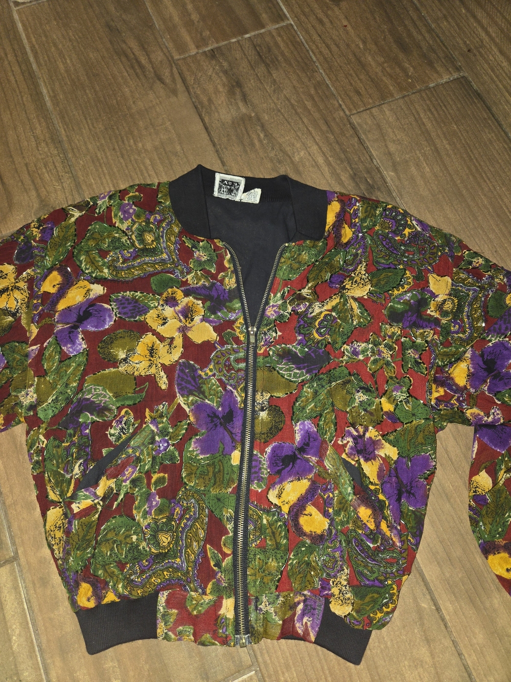 Floral Velvet Bomber Jacket - Multicolor